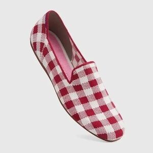 Rothy's x Marta Ferri checkered slip-on loafers in red and white gingham Sz 7.5